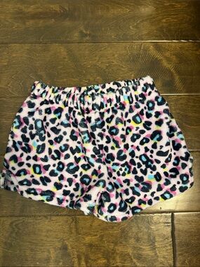 Girls' Pink Leopard Print Fleece Pajama Shorts